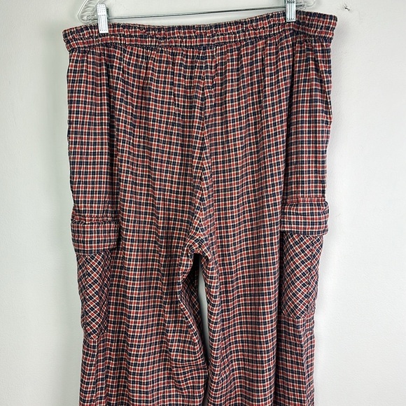 NEW Aerie XXL Flannel Cargo Skater Pajama Pants Red Blue Tan Plaid Pockets Soft - Picture 12 of 16